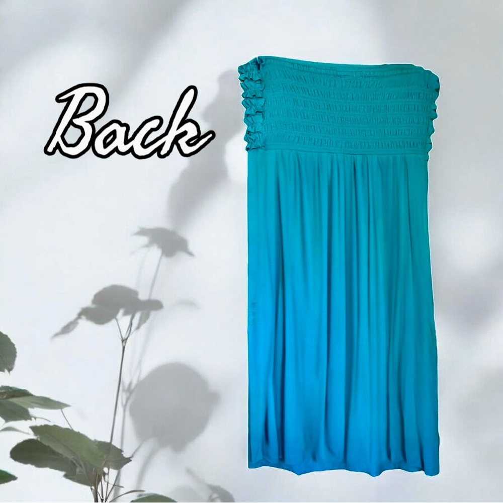 New Teal Green Strapless Swimsuit Coverup, Size Small - Picture 4 of 9